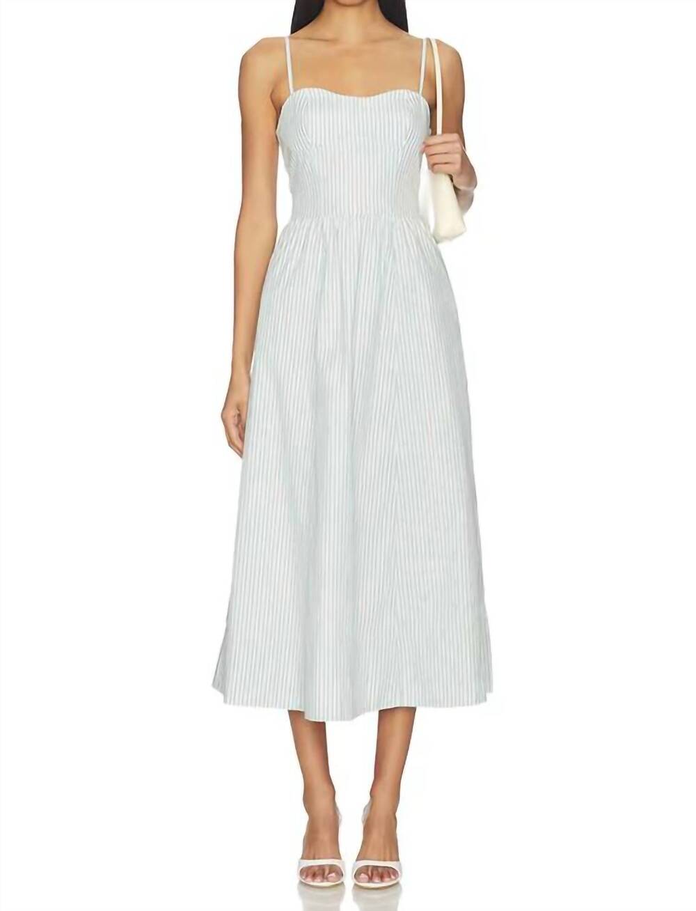 NEW PAIGE natalee midi dress in surf/white
